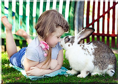 niña con conejo